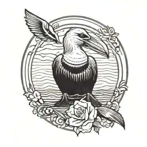 seal and a pelican  tattoo design idea