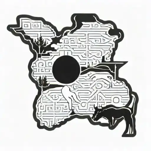 Tennessee state outline with a silhouette of a cowboy roping a steer in the background tattoo design idea