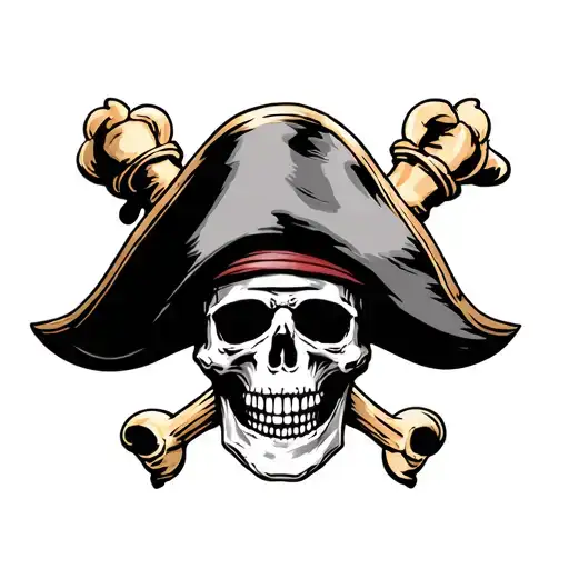 pirate skull and hat tattoo design idea