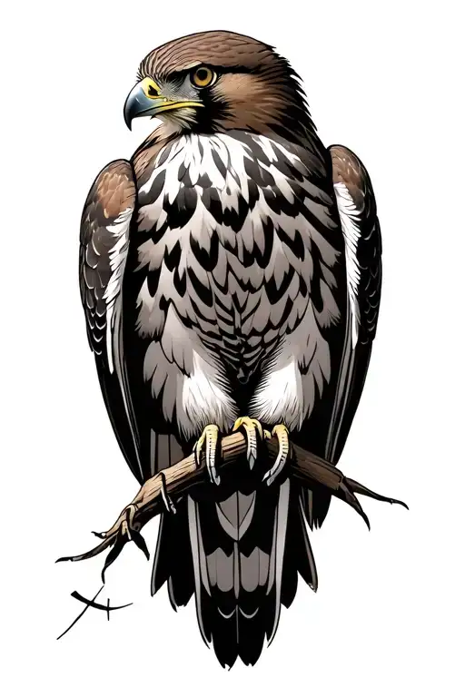 red tailed hawk perched tattoo design idea
