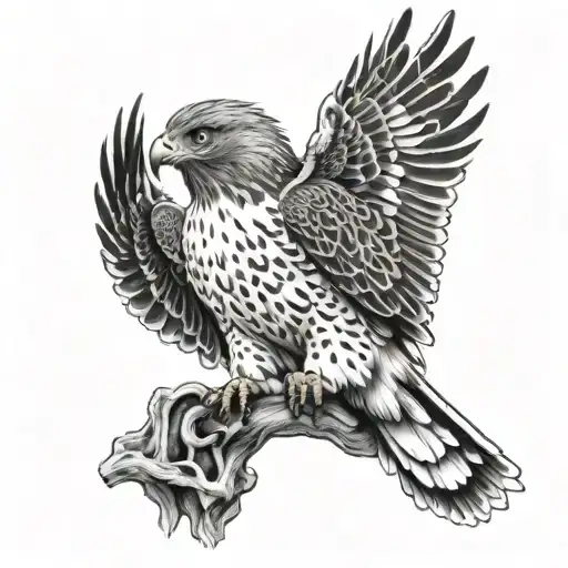 red tailed hawk perched tattoo design idea
