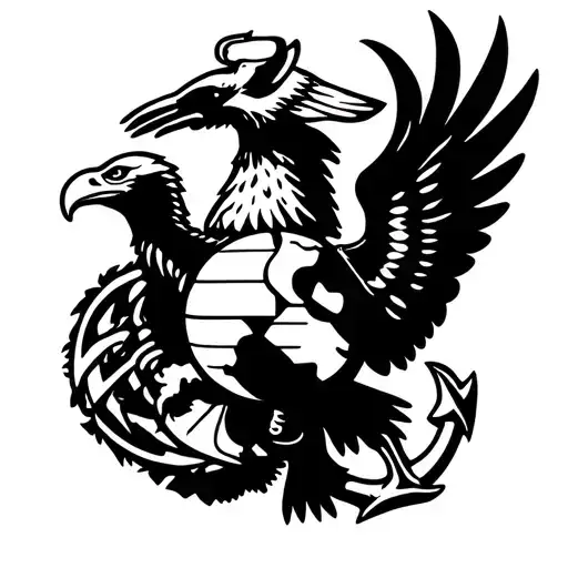 usmc eagle globe and anchor tribal tattoo design idea
