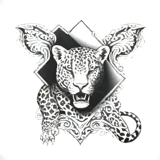 cross and jaguar tattoo design idea