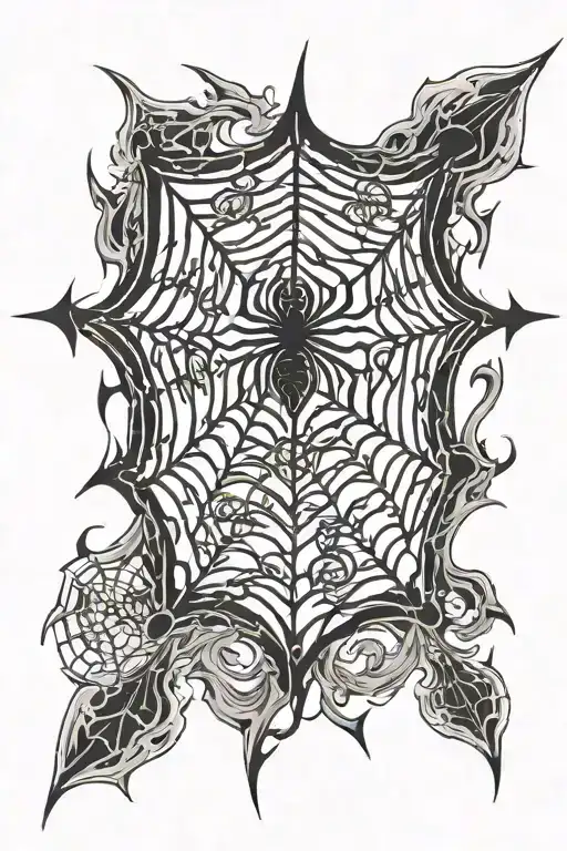 spider web and fire flames tattoo design idea