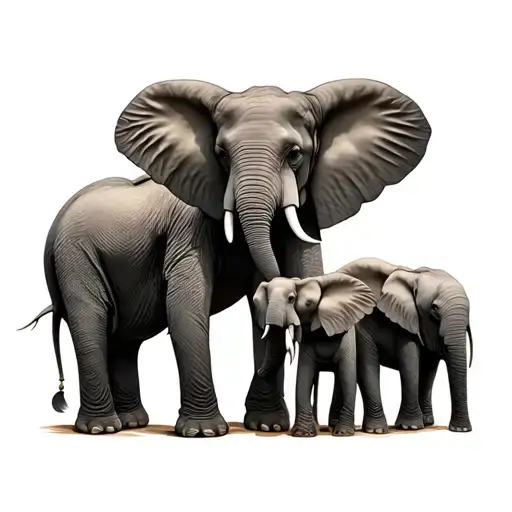 elephant family of three  tattoo design idea