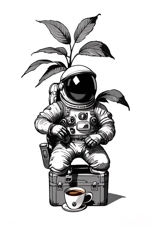 coffee plant, astronaut, puzzle piece, crash bandicoot, old suitcases, film strip tattoo design idea