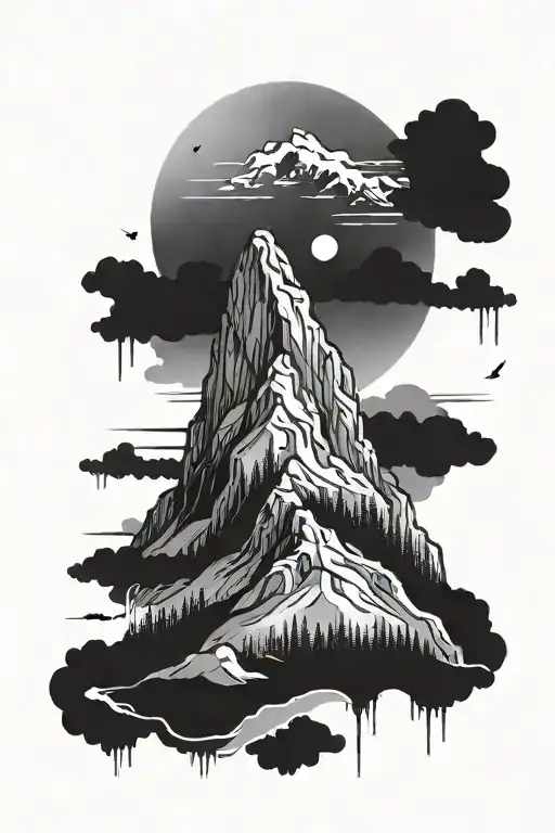 semicolon mountain keep going tattoo design idea