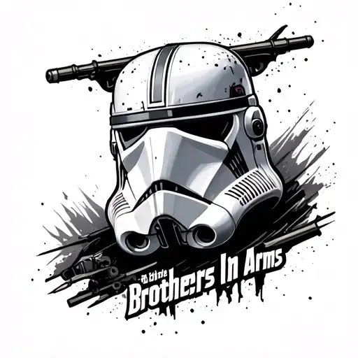 "Brothers in Arms" Clone trooper helmet battle damaged tattoo design idea