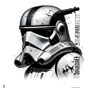"Brothers in Arms" Clone trooper helmet battle damaged tattoo design idea