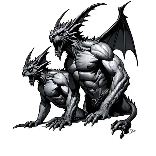 gargoyles following the leader tattoo design idea
