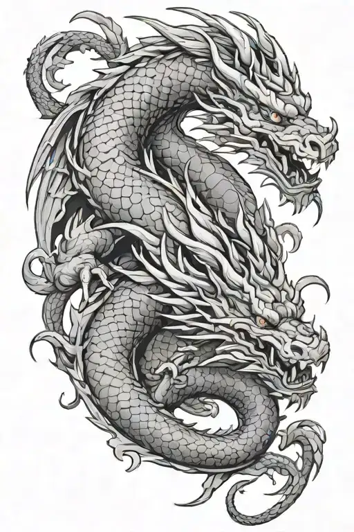 Blackwork American Dragon tattoo design idea