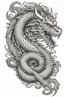 Blackwork American Dragon tattoo design idea