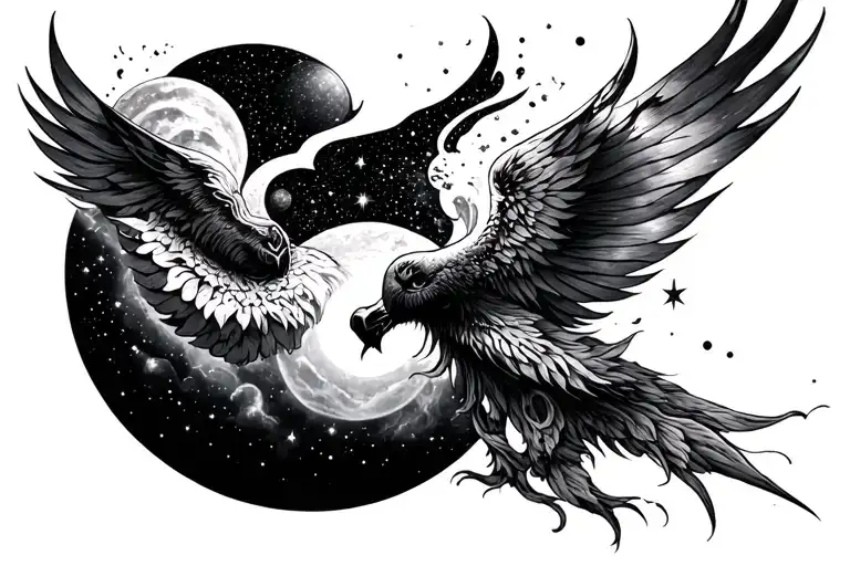 YDAMBJTKH in a celestial theme tattoo design idea