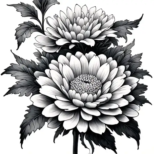 Chrysanthemum Fine Line tattoo design idea