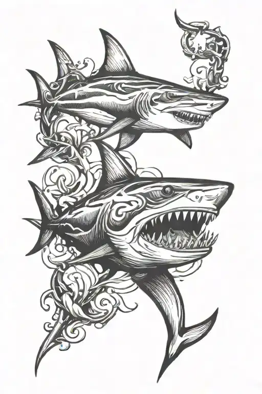 Shark and anchor tattoo design idea