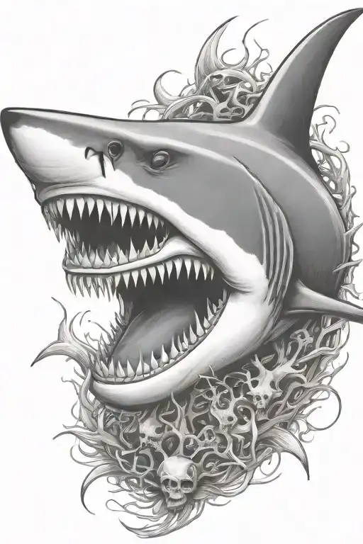 shark skeleton tattoo design idea
