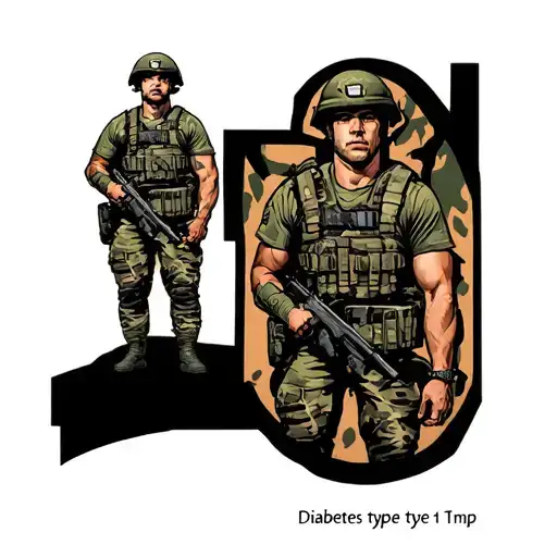 diabetes type 1 soldier standing tattoo design idea