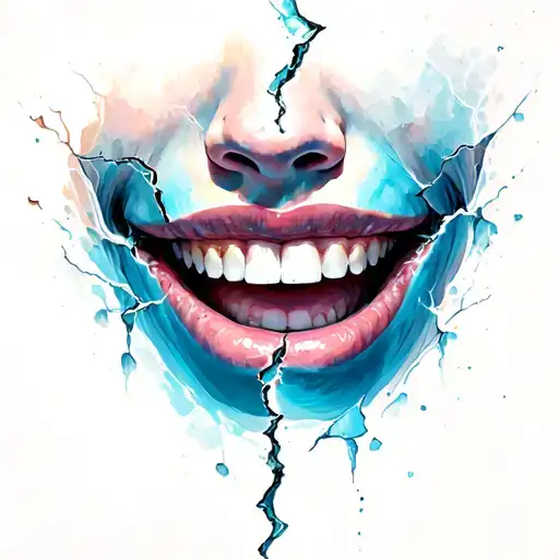 a broken smile tattoo design idea