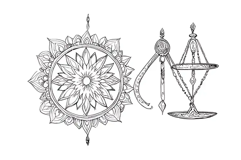 Aquarius and Libra Mandala tattoo design idea