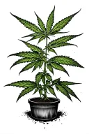weed plant growing tattoo design idea