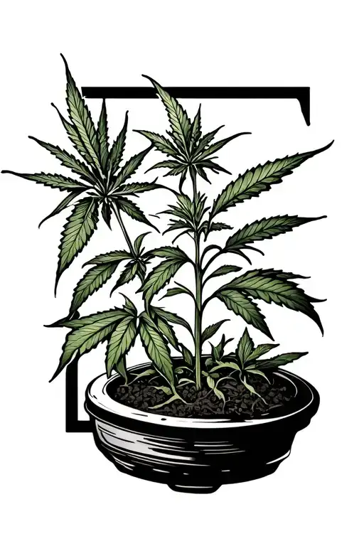 weed plant growing tattoo design idea