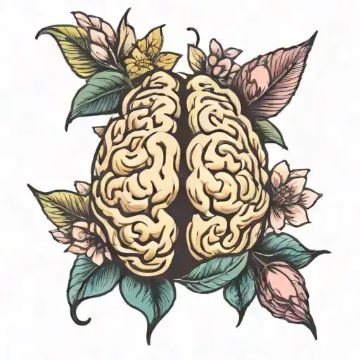 Brain filled with blooming almonds  tattoo design idea
