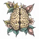 Brain filled with blooming almonds  tattoo design idea