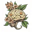 Brain filled with blooming almonds  tattoo design idea