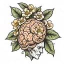 Brain filled with blooming almonds  tattoo design idea