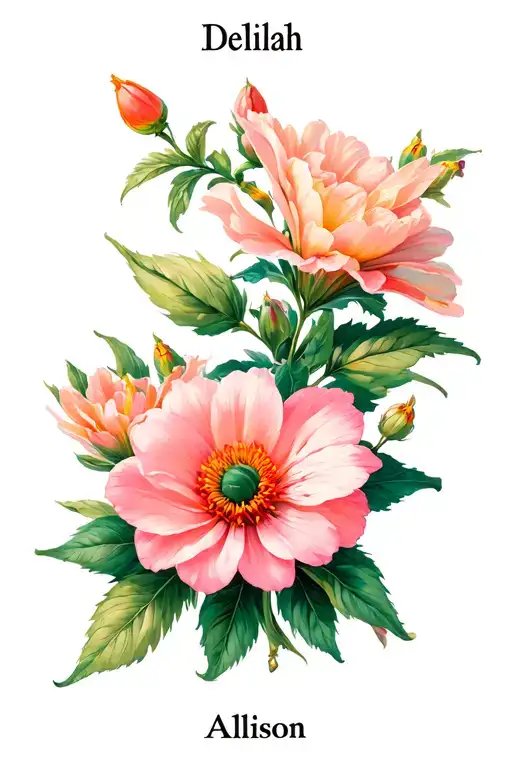 Delilah flower with the name allison  tattoo design idea