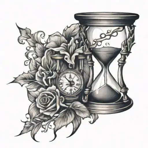 hourglass with a heart bleeding  tattoo design idea