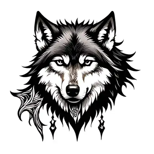 wolf and tengri tattoo design idea