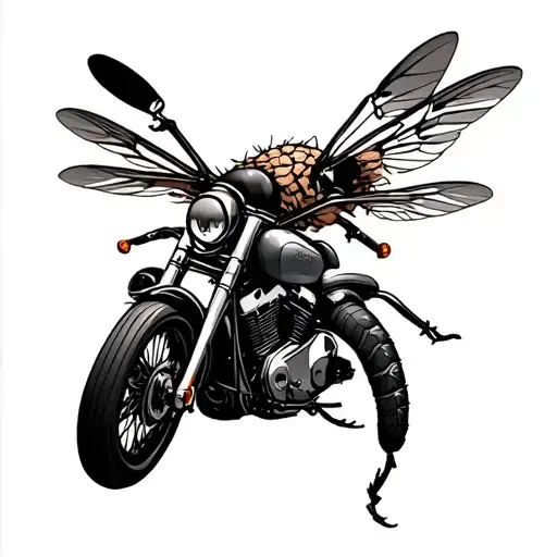 hornet that looks mean on a harley davidson with a hornet nest  that looks cool tattoo design idea