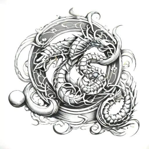 scorpio, gemini and aquarius zodiac sign tattoo design idea