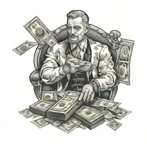 humble hustler counting money tattoo design idea