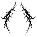 Sharp, abstract lines like tendons or energy cracks. Flowing, aggressive, irregular shape, no shading. tattoo design idea