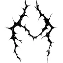 Sharp, abstract lines like tendons or energy cracks. Flowing, aggressive, irregular shape, no shading. tattoo design idea