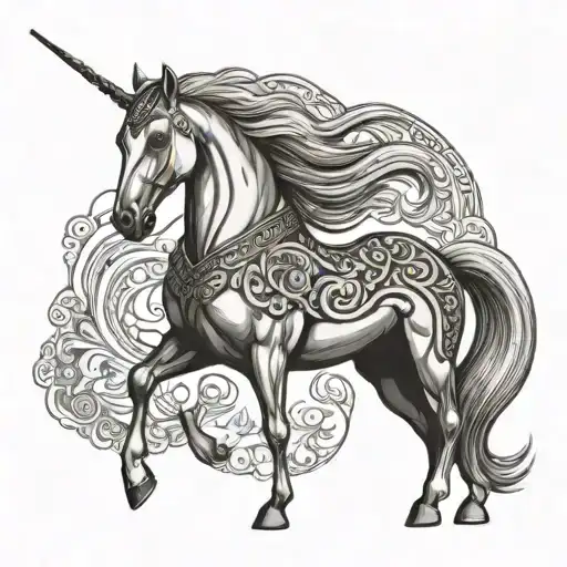 nordic mythological style design featuring an arabian breed horse tattoo design idea