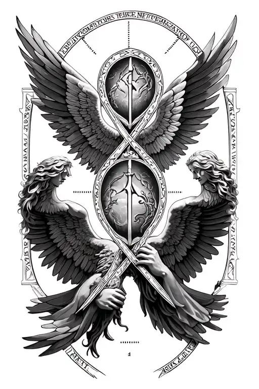 Arch Angel Sigils of Uriel, Michael, Raphael, and Raquael with Philippians chapter 4 intertwining them tattoo design idea