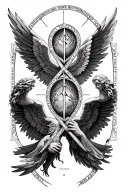 Arch Angel Sigils of Uriel, Michael, Raphael, and Raquael with Philippians chapter 4 intertwining them tattoo design idea