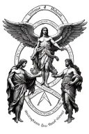 Arch Angel Sigils of Uriel, Michael, Raphael, and Raquael with Philippians chapter 4 intertwining them tattoo design idea