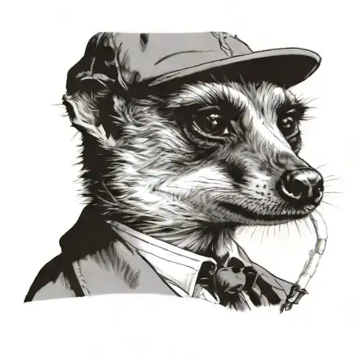 Thomas Shelby as a meerkat smoking a cigarette tattoo design idea