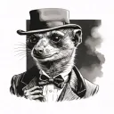 Thomas Shelby as a meerkat smoking a cigarette tattoo design idea