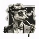 Thomas Shelby as a meerkat smoking a cigarette tattoo design idea