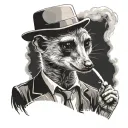 Thomas Shelby as a meerkat smoking a cigarette tattoo design idea