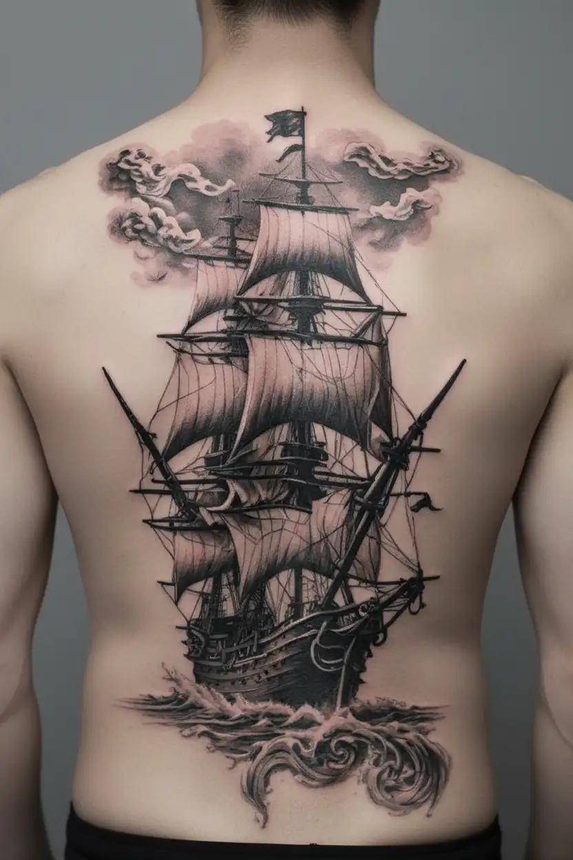 black pearl ship from pirates of the caribbean tattoo design idea