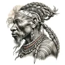khoisan bushman african tribal sunrise integrated tattoo design idea