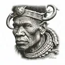 khoisan bushman african tribal sunrise integrated tattoo design idea