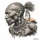 khoisan bushman african tribal sunrise integrated tattoo design idea
