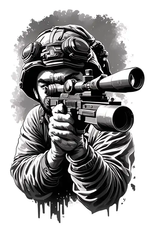 sniper aiming through a scope tattoo design idea